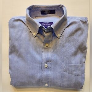 Alan Flusser Men's Shirt Sky Blue Long Sleeve Button-Down Dress Or Casual Size M